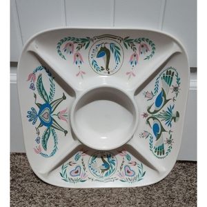 Vintage Waverly Penna Dutch symbols melamine serving tray folk art condiment